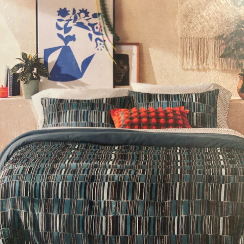 Opalhouse Teal and Black Striped Comforter Set geometric king
